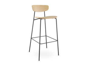 TRIVI TR-128W-N1 - Steel and wood barstool with footrest by LD Seating - view 2